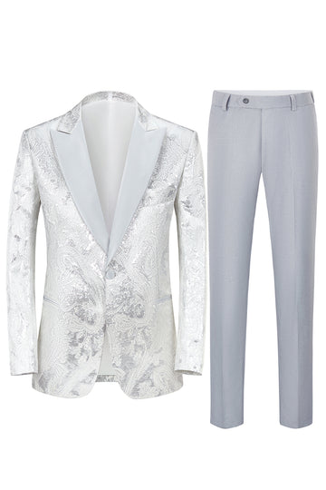 Prata Lapela de Pico 2 Peças Terno Masculino